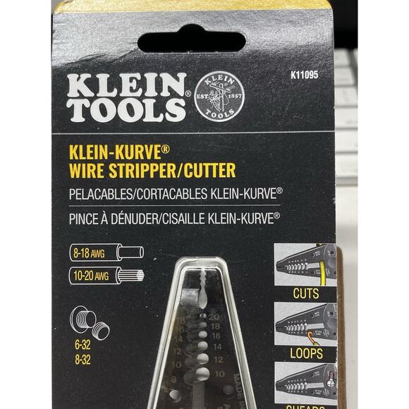 Klein Tools — K11095 Klein-Kurve® Wire Stripper/Cutter (Blue Handles, Made in US - Picture 4 of 6
